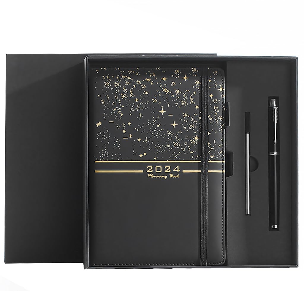 Climberty 2024 Daily Planner, A5 Daily Diary, PU Leather Cover, Pen, Refill & Gift Box, Yearly, Monthly, Daily Planner Diary, Star Golden Embossing Cover Design Daily Planner, Gift for Kids Students Climberty 2024 Daily Planner, A5 Daily Diary, PU Leather Cover, Pen, Refill & Gift Box, Yearly, Monthly, Daily Planner Diary, Star Golden Embossing Cover Design Daily Planner, Gift for Kids Students
